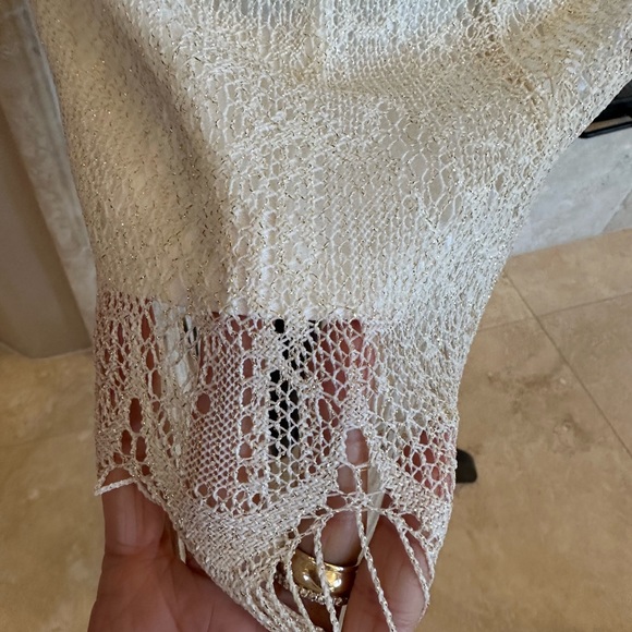 ALICE & OLIVIA Lace & Fringe Dress, Cream/Metallic NWT Size 4 - Picture 6 of 12